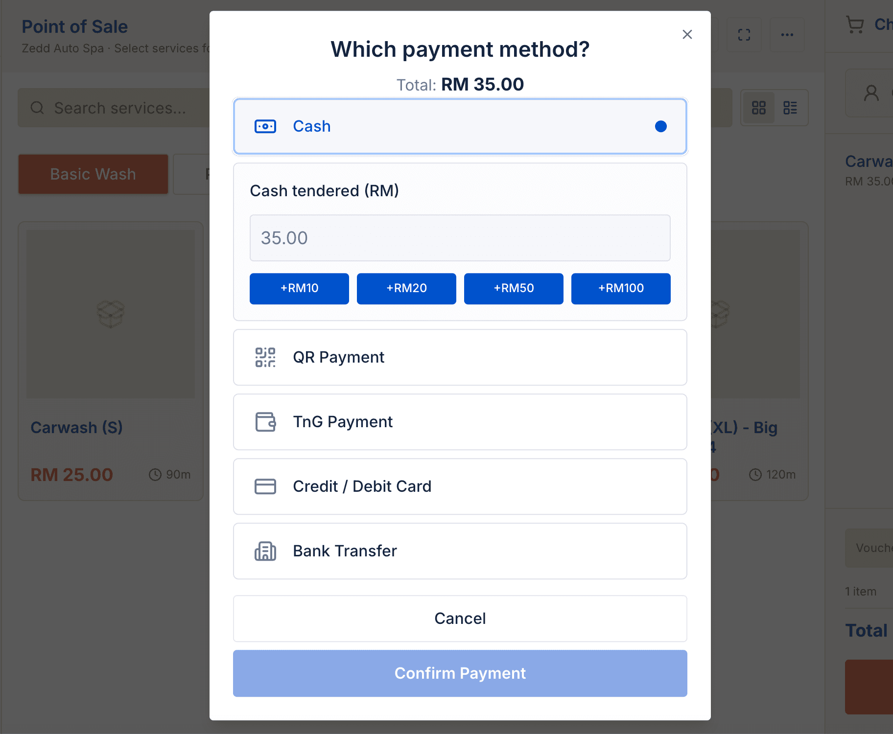 Seratus Pro payments and checkout screen